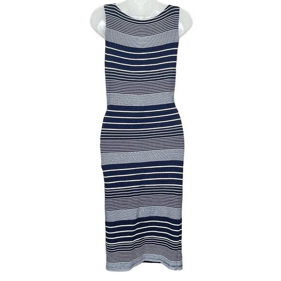 ANTHROPOLOGIE Maeve navy & white stripe fitted midi tank dress size small - Picture 4 of 5